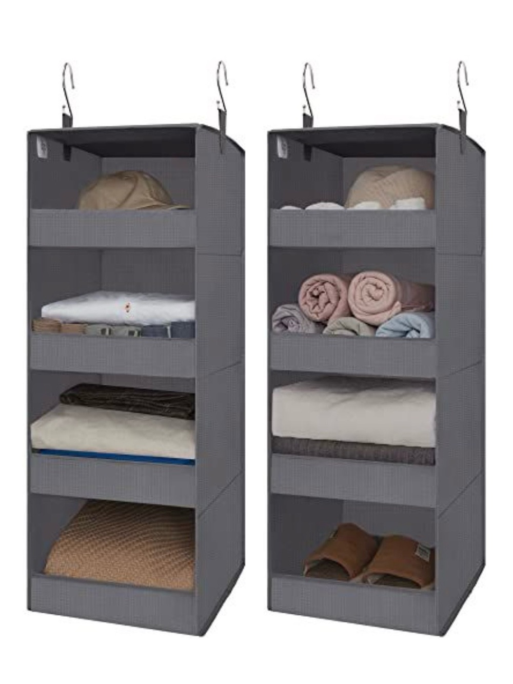 Gray 4 Shelf Hanging Closet Organizer - 2 Pack
